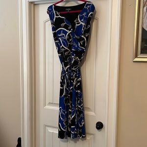 Ralph Lauren equestrian design faux wrap at top with belt.